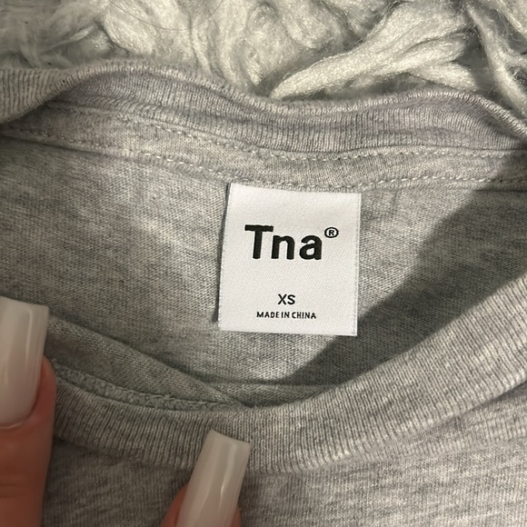 Grey Cropped TNA T-Shirt - Picture 2 of 3